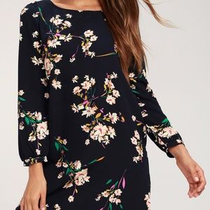 Lulu's Navy Floral Print Shift Dress